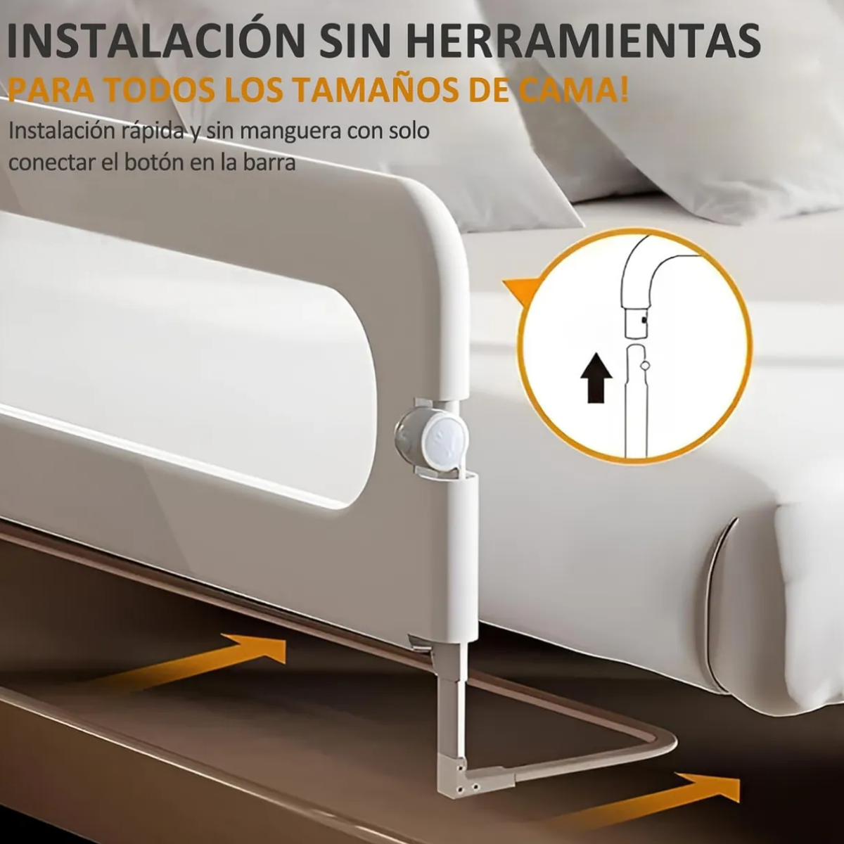 Valla De Cama Plegable Protección Caídas Bebé 1,8m