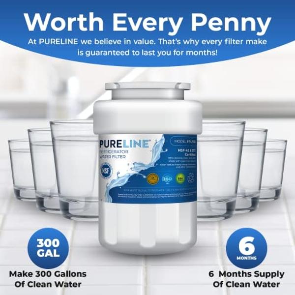Pureline Replacement for MWF Water Filter, Smartwater MWFP, Kenmore 46-9991, Models MWFP, MWFINT, GWF, GWFA, Refrigerator Water Filter. NSF Certificate