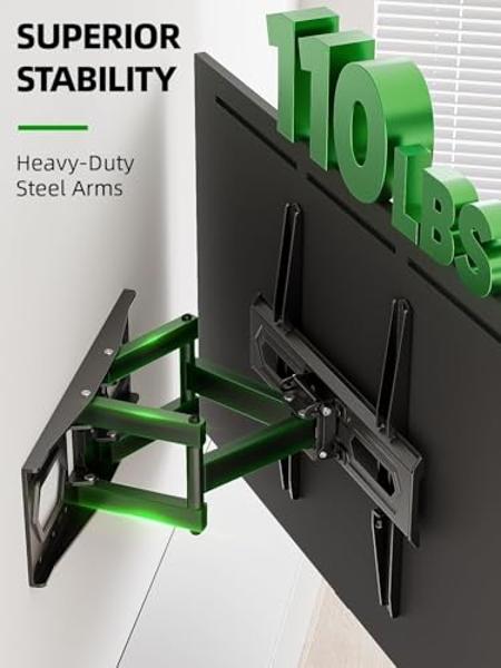 USX MOUNT TV Wall Mount for 32-65 inch Flat Screen/LED/4K up to 110lbs, Full Motion TV Mount Bracket with Swivel & Tilt Articulating Dual Arms, Max VESA 400x400mm, Fits 12/16" Wood