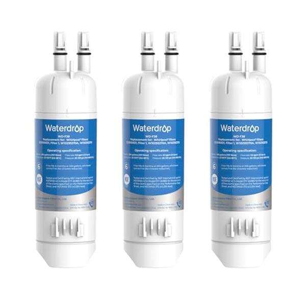 Waterdrop EDR1RXD1 Replacement for Everydrop® Filter 1, Whirlpool® W10295370A, EDR1RXD1B, P8RFWB2L, P4RFWB, WD-F38, Kenmore® 46-9081, 46-9930 Refrigerator Water Filter, 3 Pack
