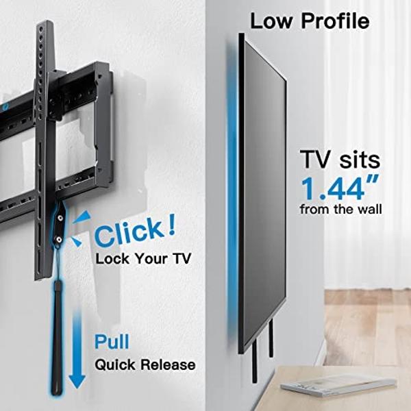 Pipishell UL Listed Tilt TV Wall Mount Bracket Low Profile for Most 37-75 Inch LED LCD OLED Plasma Flat Curved TVs, Large Tilting Mount Fits 16"-24" Wood Studs Max VESA 600x400mm H