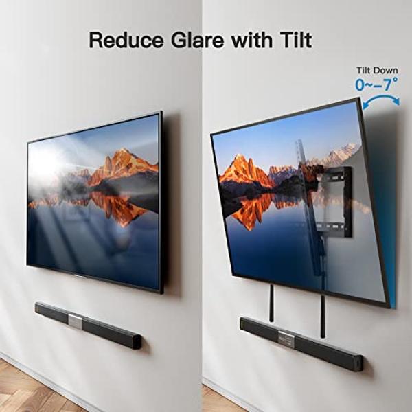 Pipishell UL Listed Tilt TV Wall Mount Bracket Low Profile for Most 37-75 Inch LED LCD OLED Plasma Flat Curved TVs, Large Tilting Mount Fits 16"-24" Wood Studs Max VESA 600x400mm H