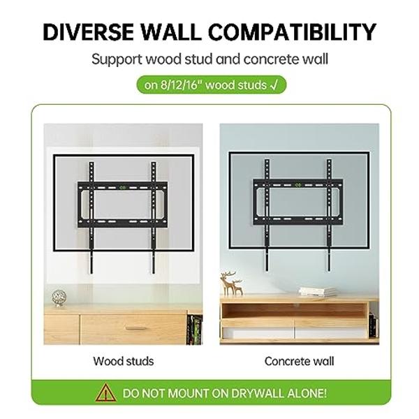 USX MOUNT Fixed TV Wall Mount with Low Profile for Most 26-60 Inch LED, LCD and Flat Screen TVs, Wall Mount Bracket with VESA Up to 400x400mm and Weight Capacity 99lbs,and Space Sa