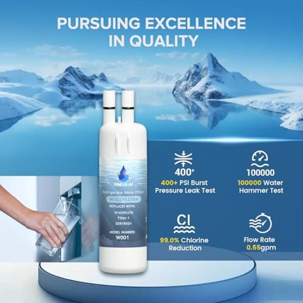 HMASAV W10295370A Water Filter Replacement, Compatible with Everydrop Filter 1, Whirlpool EDR1RXD1, EDR1RXD1B, W10295370, WHR1RXD1, KAD1RXD1, P4RFKB2, P8RFWB2L, 46-9930, 46-9081 2P