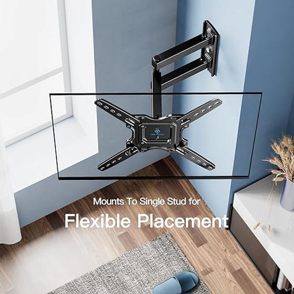 ECHOGEAR Heavy Duty TV Wall Mount Bracket for TVs Up to 90" - Low Profile Design Holds TV Only 2.25" from Wall - Fast Install with Template & Level After Mounting - Pull Strings fo