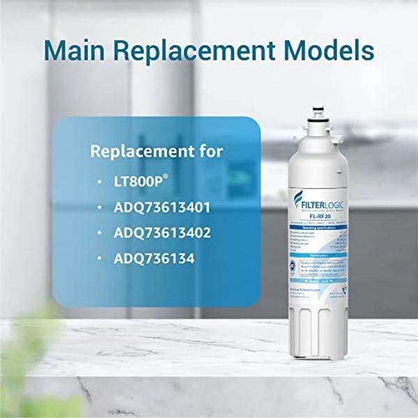Filterlogic ADQ73613401 Refrigerator Water Filter, Replacement for LG® LT800P®, LT800PC, ADQ736134, ADQ73613402, LSXS26326S, LSXS26366S, LMXS30776S, LSXS26366D, LMXC23746S, 46-9490