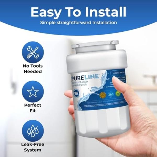 Pureline Replacement for MWF Water Filter, Smartwater MWFP, Kenmore 46-9991, Models MWFP, MWFINT, GWF, GWFA, Refrigerator Water Filter. NSF Certificate