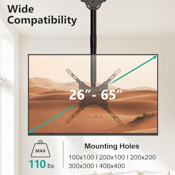 AENTGIU Studless TV Wall Mount, Heavy Duty Drywall TV Bracket Hanger for 26-55 inch Flat Screen TVs, No Stud, NO Drill, No Anchors, Easy Install with All Hardware Included
