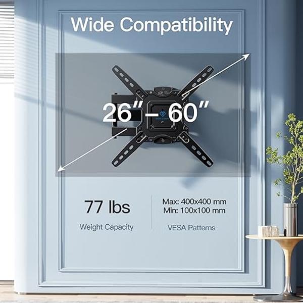 Mounting Dream UL Listed TV Wall Mount for Most 26-55 Inch TVs, Full Motion TV Mount with Perfect Center Design, Articulating Wall Mount TV Bracket Swivel and Tilt, Max VESA 400x40