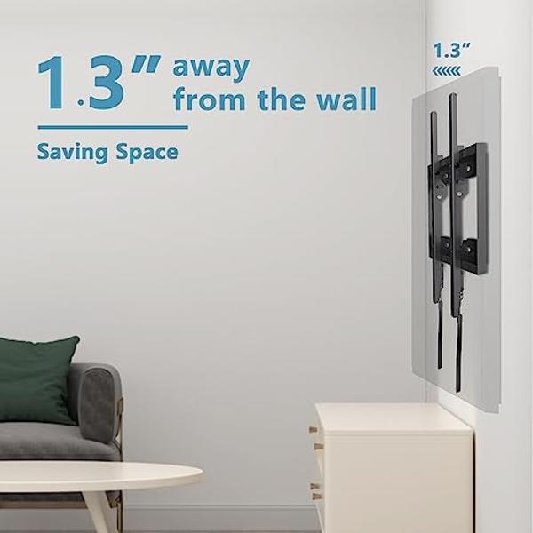 Fixed TV Wall Mount for Most 26-60 Inch TVs, Low Profile TV Mount with Quick Release Lock, Ultra Slim Wall Mount TV Bracket, Max VESA 400x400mm, Holds up to 99 lbs, up to 16”Wood S