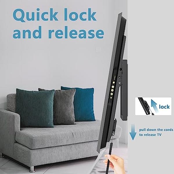Fixed TV Wall Mount for Most 26-60 Inch TVs, Low Profile TV Mount with Quick Release Lock, Ultra Slim Wall Mount TV Bracket, Max VESA 400x400mm, Holds up to 99 lbs, up to 16”Wood S