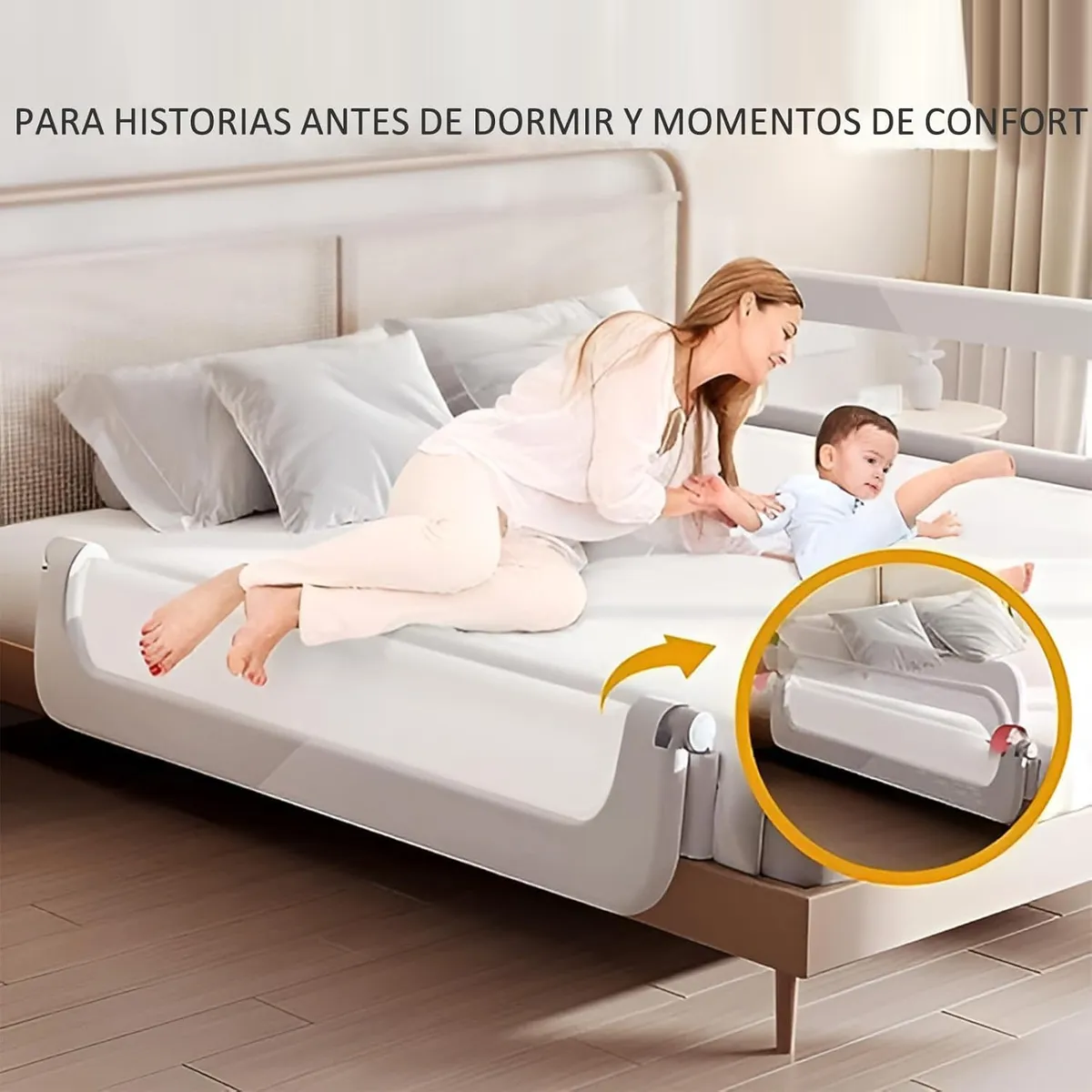 Valla De Cama Plegable Protección Caídas Bebé 1,8m