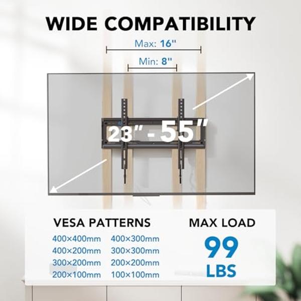 WALI TV Wall Mount Articulating LCD Monitor Full Motion 15 inch Extension Arm Tilt Swivel for Most 13 to 32 inch LED TV Flat Panel Screen with Mounting Holes up to 100x100mm (1330L