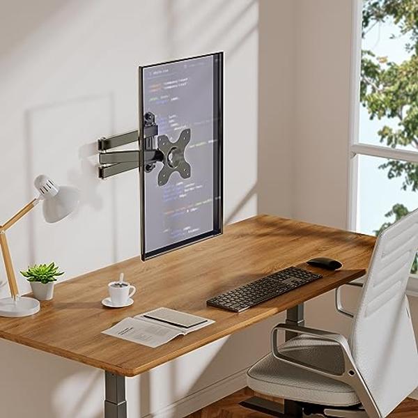 WALI TV Wall Mount Articulating LCD Monitor Full Motion 15 inch Extension Arm Tilt Swivel for Most 13 to 32 inch LED TV Flat Panel Screen with Mounting Holes up to 100x100mm (1330L
