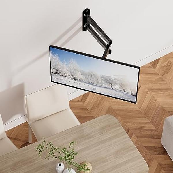 WALI TV Wall Mount Articulating LCD Monitor Full Motion 15 inch Extension Arm Tilt Swivel for Most 13 to 32 inch LED TV Flat Panel Screen with Mounting Holes up to 100x100mm (1330L