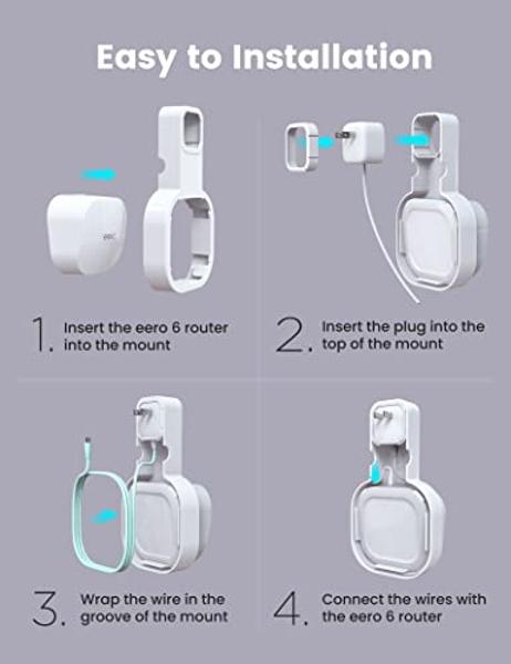 DG-Direct Wall Mount Holder Only for eero 6 Router Mesh Wi-Fi System,No Messy Wires,Stand Bracket for eero 6 Extender Space Saving White 3Pcs
