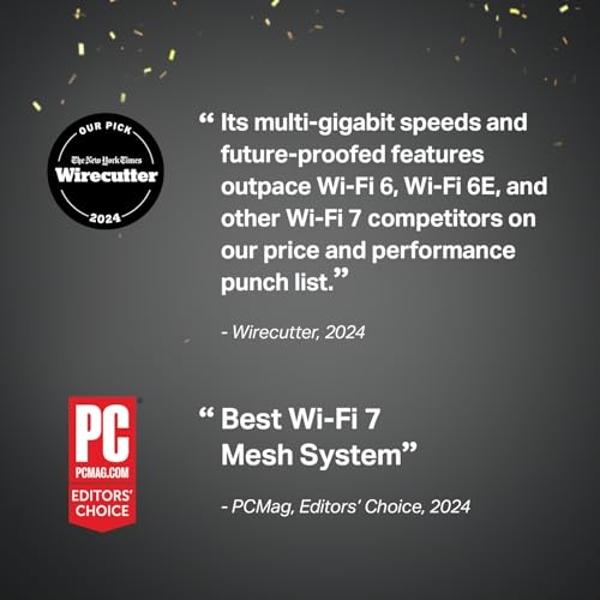 TP-Link Tri-Band WiFi 7 BE10000 Whole Home Mesh System (Deco BE63) - 6-Stream 10 Gbps, 4X 2.5G Ports Wired Backhaul, 4X Smart Internal Antennas, VPN, AI-Roaming, MU-MIMO, HomeShiel