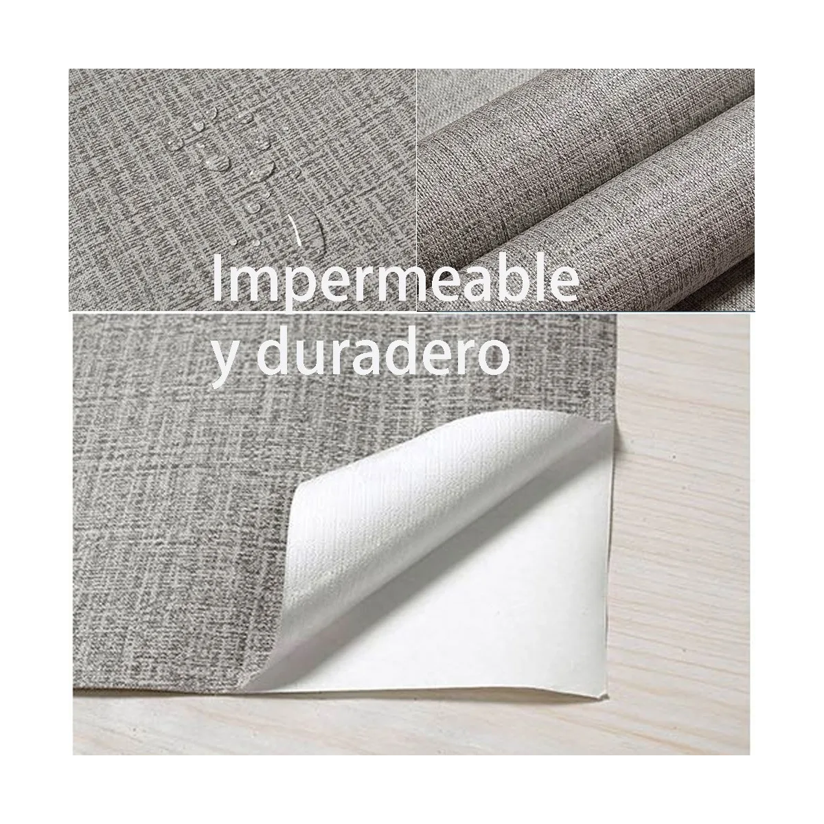Papel Tapiz Para Pared Autoadherible Patrón De Tela Gris 10m