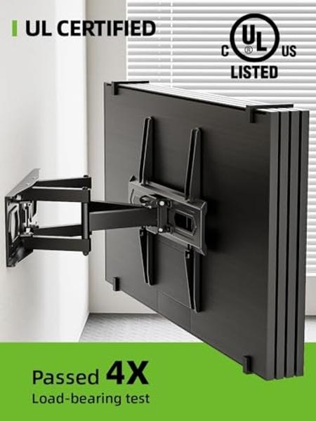 USX MOUNT TV Wall Mount for 32-65 inch Flat Screen/LED/4K up to 110lbs, Full Motion TV Mount Bracket with Swivel & Tilt Articulating Dual Arms, Max VESA 400x400mm, Fits 12/16" Wood