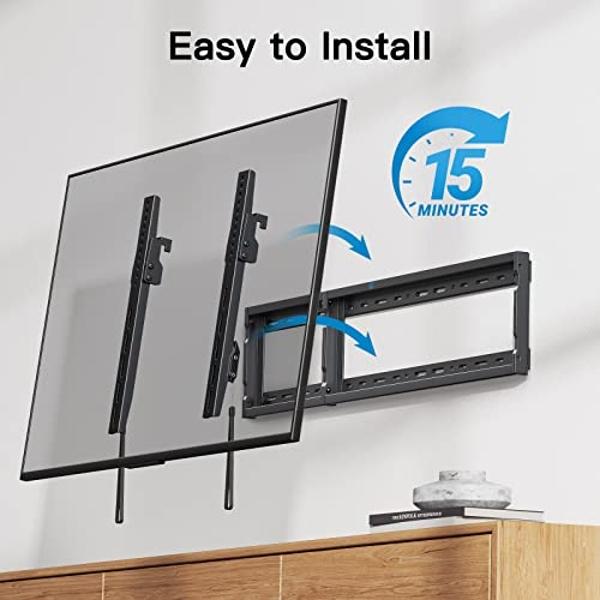 Pipishell UL Listed Tilt TV Wall Mount Bracket Low Profile for Most 37-75 Inch LED LCD OLED Plasma Flat Curved TVs, Large Tilting Mount Fits 16"-24" Wood Studs Max VESA 600x400mm H