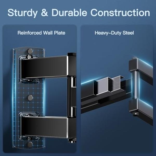 PERLESMITH UL Listed Full Motion TV Wall Mount for Most 26-60 inch Flat Curved OLED 4K TVs up to 77lbs, Wall Mount TV Bracket with Swivel & Extension Arm, Tilt, Leveling, Max VESA 