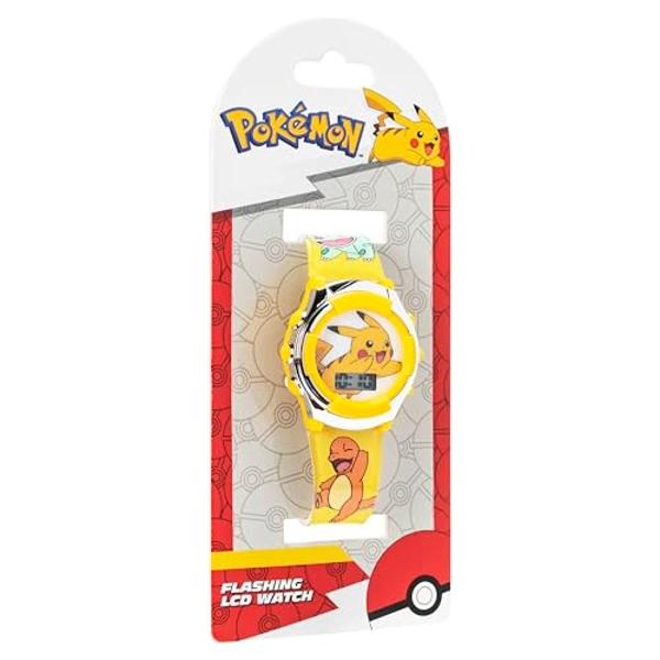Pokémon Kids Digital Watch – Pikachu Flashing LCD Dial, Colorful Printed Strap, Easy-Read Display, Adjustable Fit – Fun Pokémon Timepiece for Boys & Girls