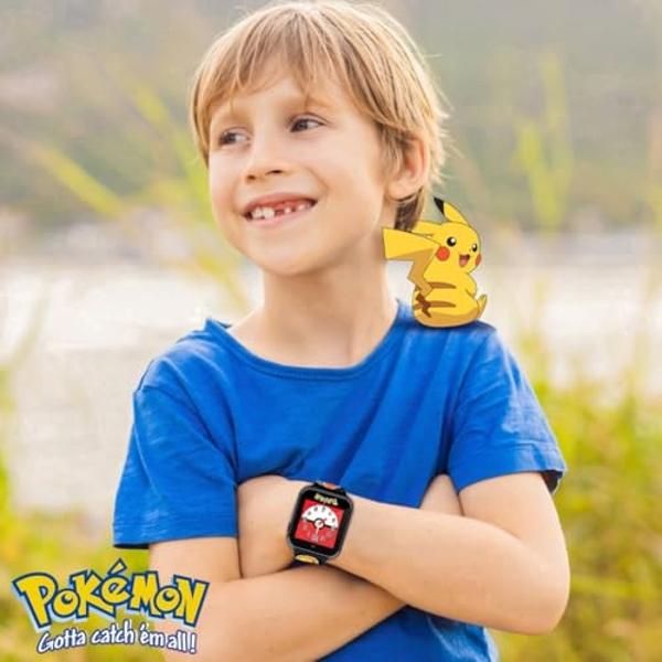 Pokémon Interactive Kids Smartwatch – Touchscreen Watch with Games, Camera, Voice Recorder, Step Tracker, Alarm & Timer – 10 Pokémon Watch Faces, USB Rechargeable – Fits Wrists 5.5