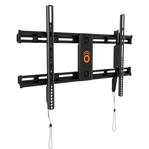 ECHOGEAR Heavy Duty TV Wall Mount Bracket for TVs Up to 90" - Low Profile Design Holds TV Only 2.25" from Wall - Fast Install with Template & Level After Mounting - Pull Strings fo