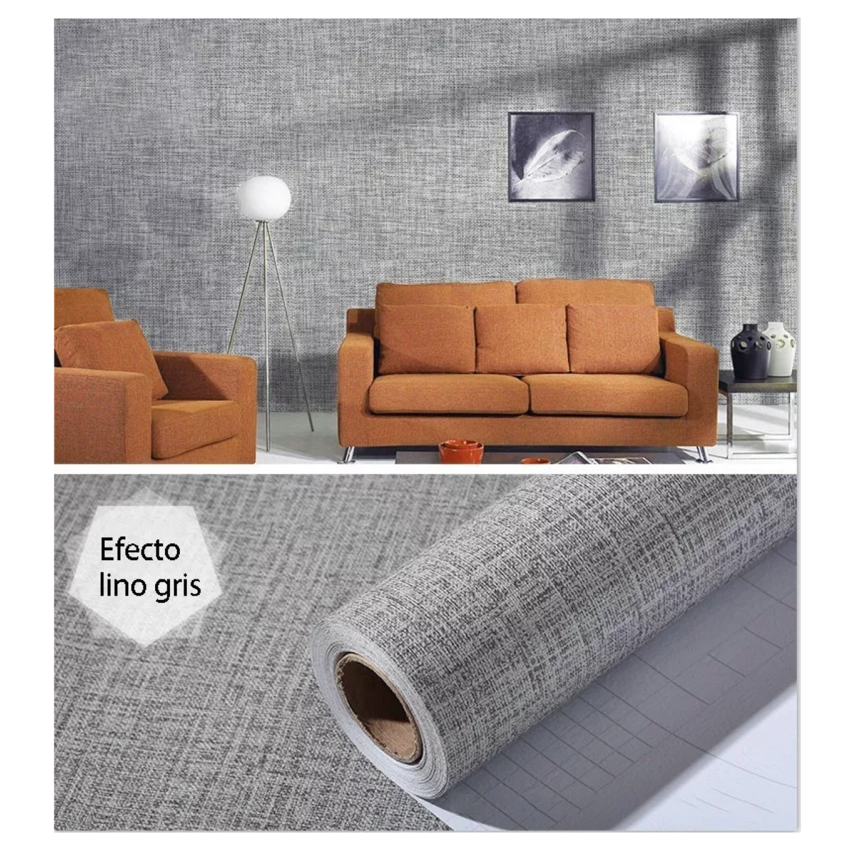 Papel Tapiz Para Pared Autoadherible Patrón De Tela Gris 10m