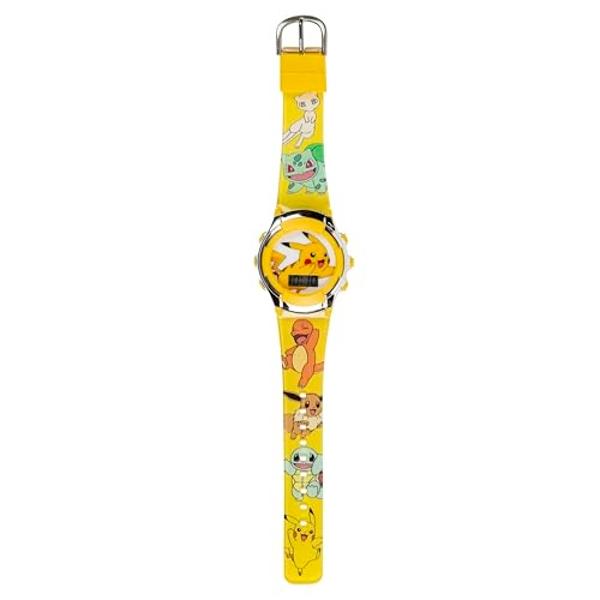 Pokémon Kids Digital Watch – Pikachu Flashing LCD Dial, Colorful Printed Strap, Easy-Read Display, Adjustable Fit – Fun Pokémon Timepiece for Boys & Girls