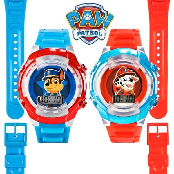 Paw Patrol Kids' Flashing LED Light-Up Feature - LCD Watch Set - Chase and Marshall Digital Watches