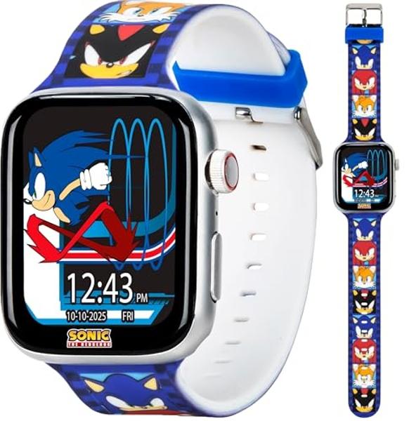 Sonic The Hedgehog Kids Smartwatch – Bluetooth Calling, Messages, Camera, Music, Sleep Tracker, Fitness & Activity Apps – 6 Watch Faces, Touchscreen, USB Rechargeable – Fits Wrists