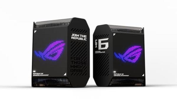 ASUS ROG Rapture GT6 (2PK) AX10000 Tri-Band WiFi 6 Gaming Mesh System, Covers up to 5,800 sq ft, 2.5 Gbps Port, Triple-Level Game Acceleration, UNII 4, Free Lifetime Internet Secur