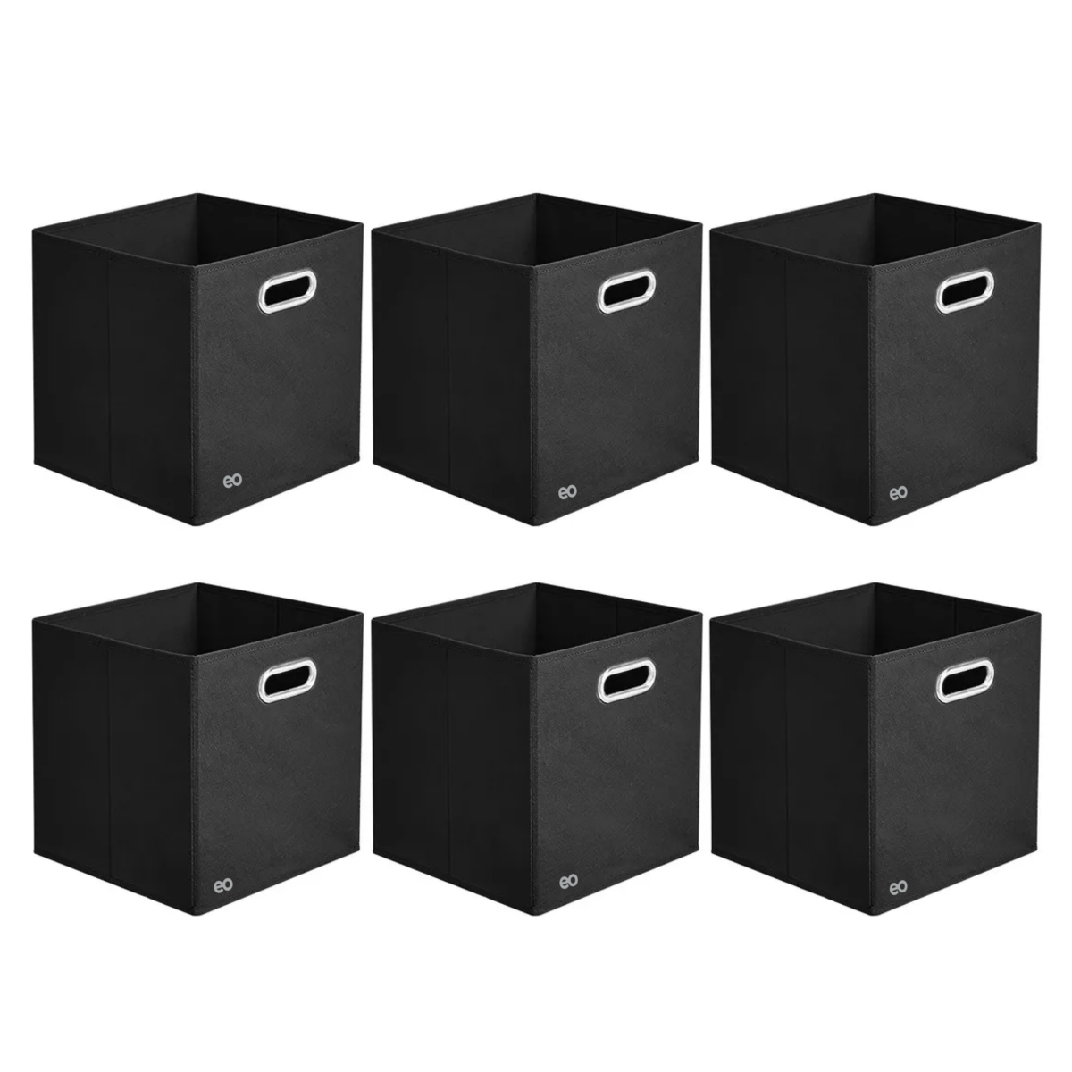 Juego 6 Cajas Organizadoras De Tela Plegables Hogar Almacenamiento Negro