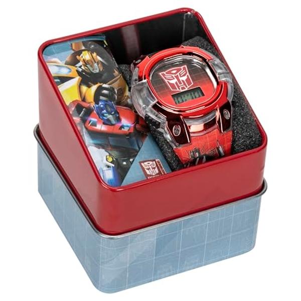 Transformers Kids Watch – LCD Display, Metallic Bezel, Adjustable Comfortable Strap, Collectible Tin – Perfect for Boys and Girls