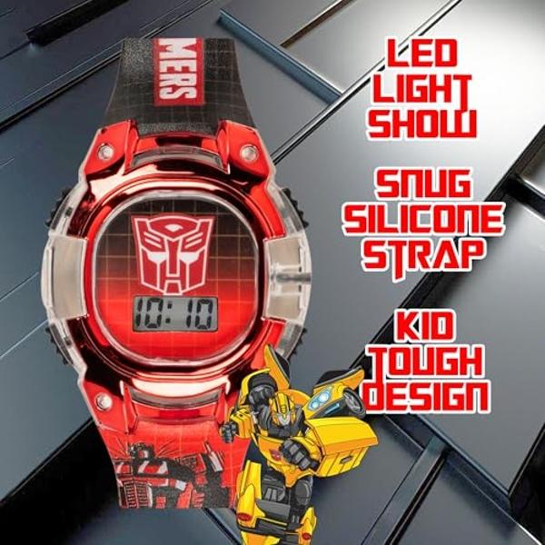 Transformers Kids Watch – LCD Display, Metallic Bezel, Adjustable Comfortable Strap, Collectible Tin – Perfect for Boys and Girls