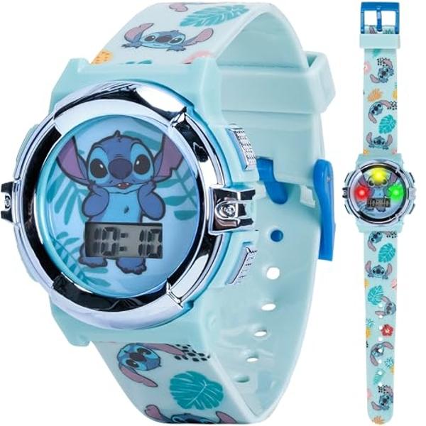 Disney Stitch Kids LCD Watch – Flashing Light-Up Dial, Digital Time Display, Adjustable Strap, Fun Character Design, Perfectfor Boys & Girls – Fits Wrists 5.5” to 8”
