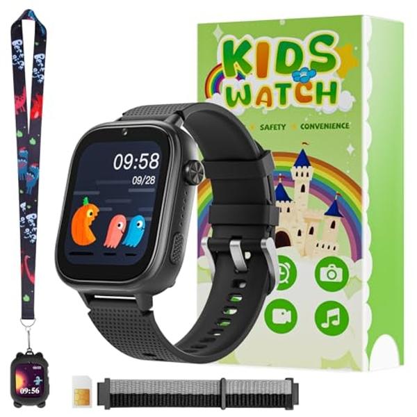 OKYUK 4G Smartwatch, Kids Watch for Kids with SIM Card, 47 Exciting Games, Two-Way Calling Feature, SOS Emergency Call Button Ideal for Kids Aged 3-12, Children’s Cell Phone Altern