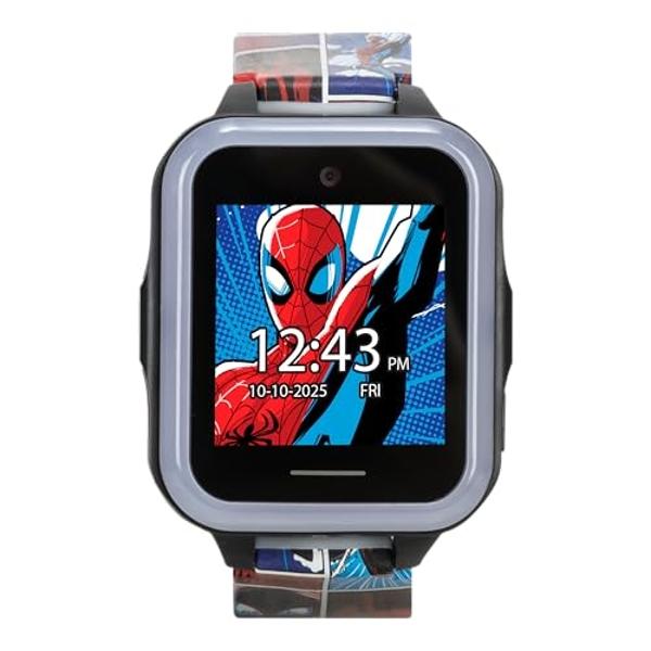 Marvel Spider-Man Kids Interactive Smartwatch with Touchscreen, Games, Camera, Timer, and Pedometer for Boys & Girls - 10 Watch Faces, 3 Wallpapers, Red and Blue Character Strap, L