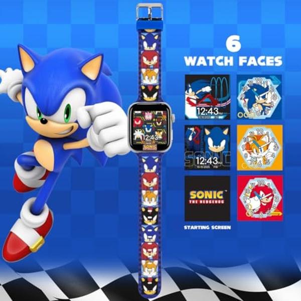 Sonic The Hedgehog Kids Smartwatch – Bluetooth Calling, Messages, Camera, Music, Sleep Tracker, Fitness & Activity Apps – 6 Watch Faces, Touchscreen, USB Rechargeable – Fits Wrists