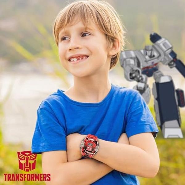 Transformers Kids Watch – LCD Display, Metallic Bezel, Adjustable Comfortable Strap, Collectible Tin – Perfect for Boys and Girls