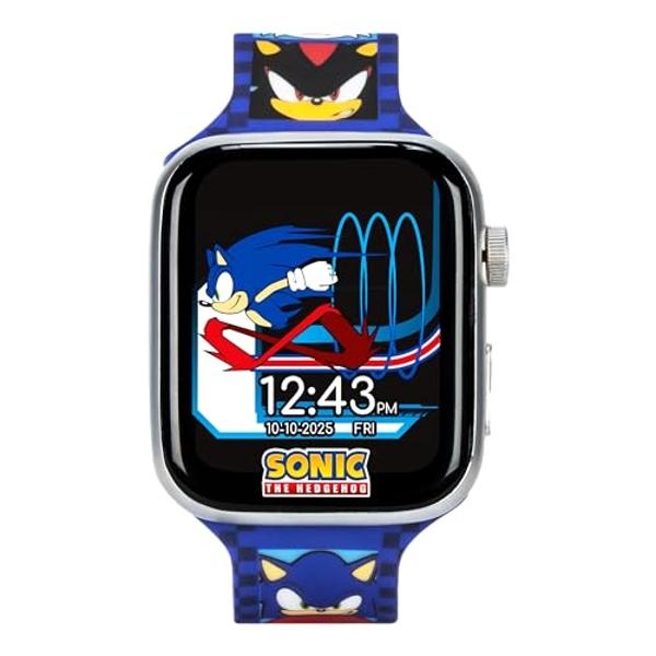 Sonic The Hedgehog Kids Smartwatch – Bluetooth Calling, Messages, Camera, Music, Sleep Tracker, Fitness & Activity Apps – 6 Watch Faces, Touchscreen, USB Rechargeable – Fits Wrists