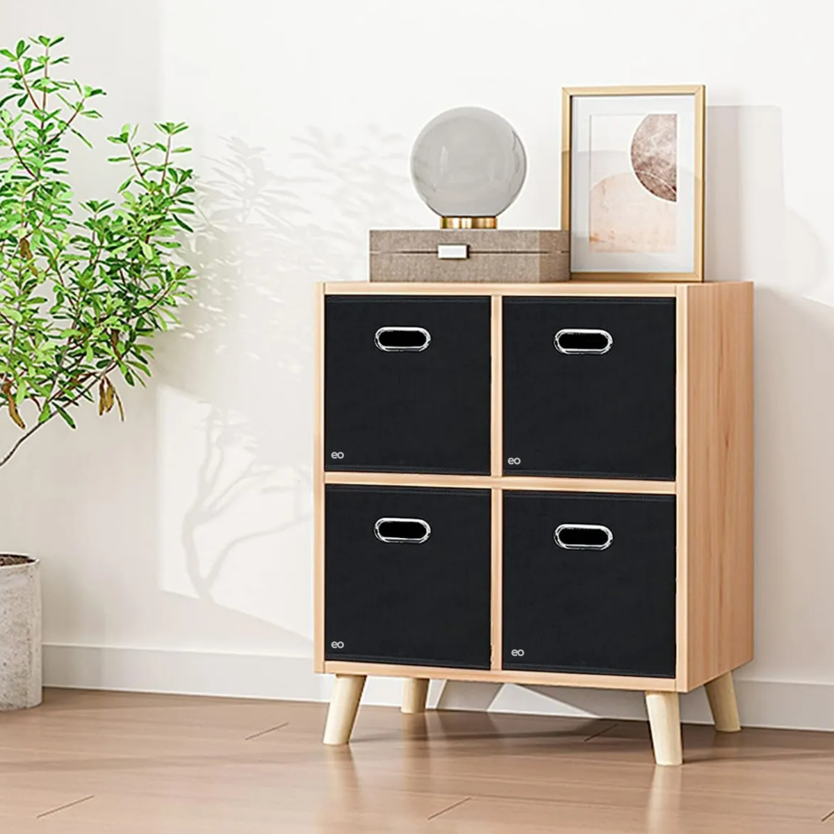 Juego 6 Cajas Organizadoras De Tela Plegables Hogar Almacenamiento Negro