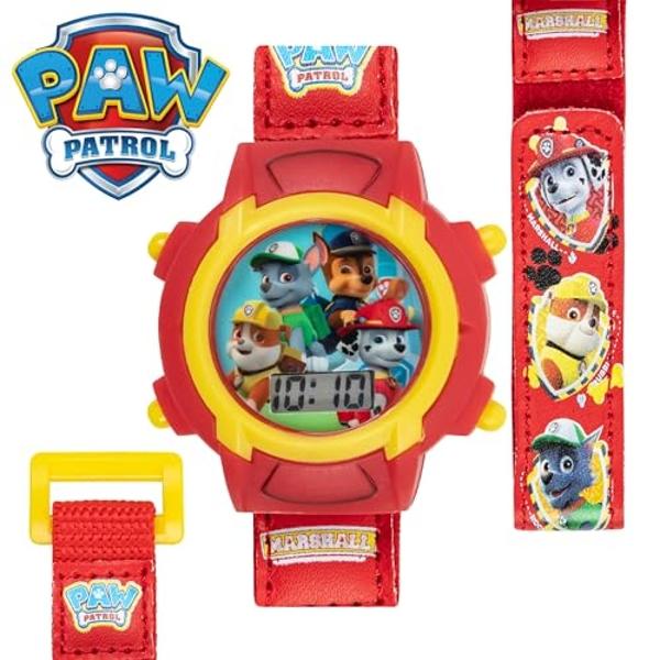 Nickelodeon Paw Patrol Kids Digital Watch with LCD Display, Velcro Strap, Chase, Marshall, Rubble & Rocky, Perfect for Young Fans Learning to Tell Time, Ideal Gift for Kids Ages 3+