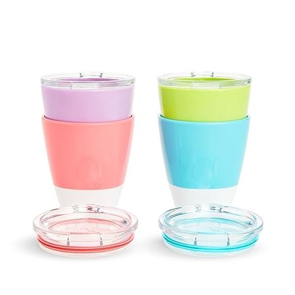 Munchkin Sippy Cup for 6 Month Old and Up, Spill Proof Miracle 360 Toddler Cups with Transition Handles, 7 Ounce, 2 Pack, Pink/Purple
