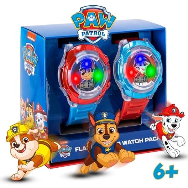 Paw Patrol Kids' Flashing LED Light-Up Feature - LCD Watch Set - Chase and Marshall Digital Watches