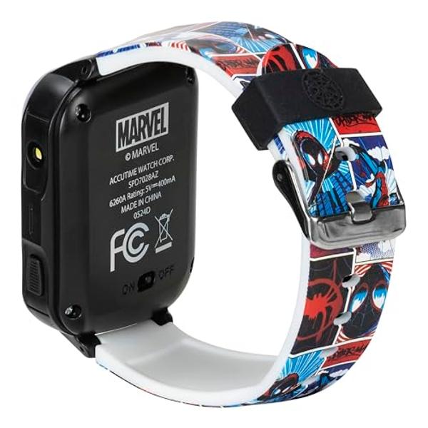 Marvel Spider-Man Kids Interactive Smartwatch with Touchscreen, Games, Camera, Timer, and Pedometer for Boys & Girls - 10 Watch Faces, 3 Wallpapers, Red and Blue Character Strap, L