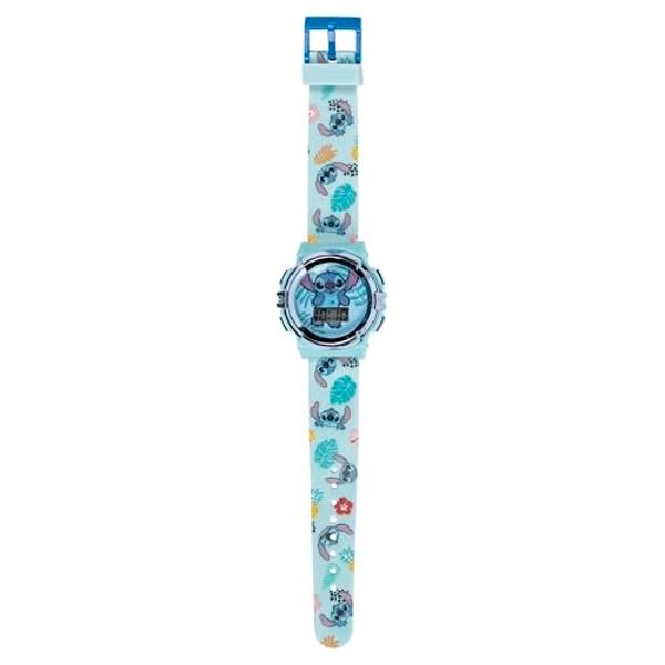 Disney Stitch Kids LCD Watch – Flashing Light-Up Dial, Digital Time Display, Adjustable Strap, Fun Character Design, Perfectfor Boys & Girls – Fits Wrists 5.5” to 8”