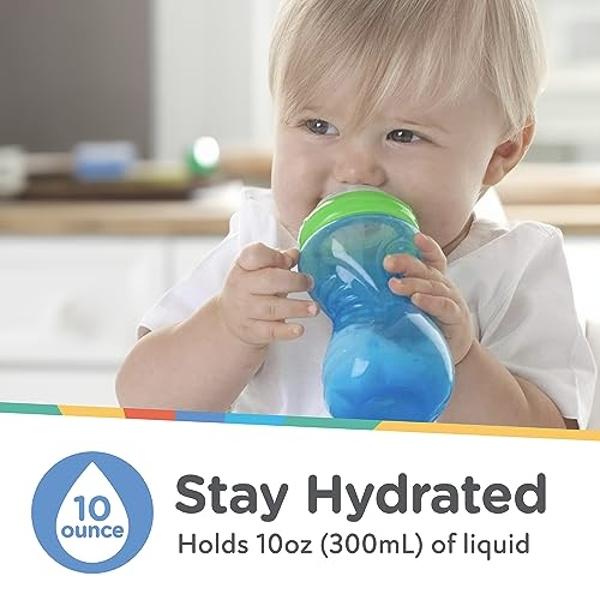 Nuby Clik-It Soft Spout No-Spill Easy Grip Sippy Cup for Girls - (3-Pack) 10 Oz - 6+ Months