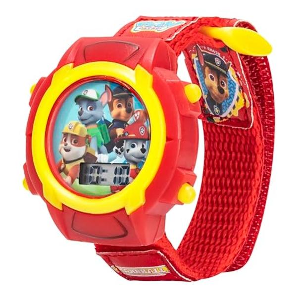 Nickelodeon Paw Patrol Kids Digital Watch with LCD Display, Velcro Strap, Chase, Marshall, Rubble & Rocky, Perfect for Young Fans Learning to Tell Time, Ideal Gift for Kids Ages 3+